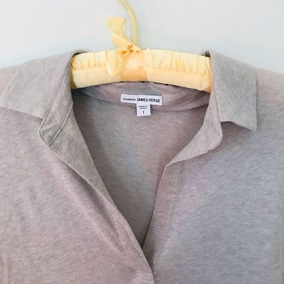 James perse | beige collared thin knit top - Picture 2 of 5